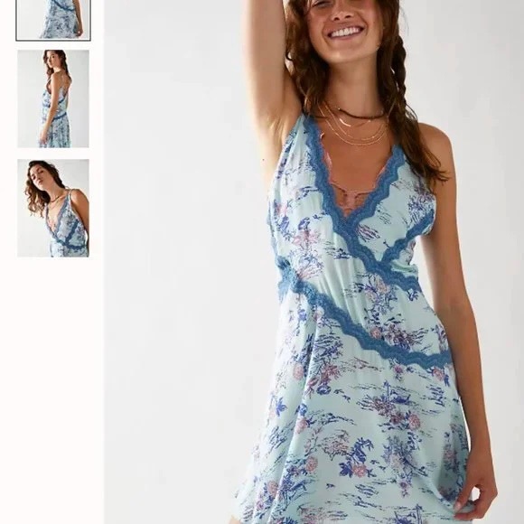 NWT Free People Slip My Mind Printed Trapeze Swing Dress Mist Combo - SPRING - Picture 5 of 7